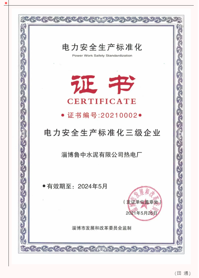 熱電廠獲評“電力安全生產(chǎn)標準化三級企業(yè)”82