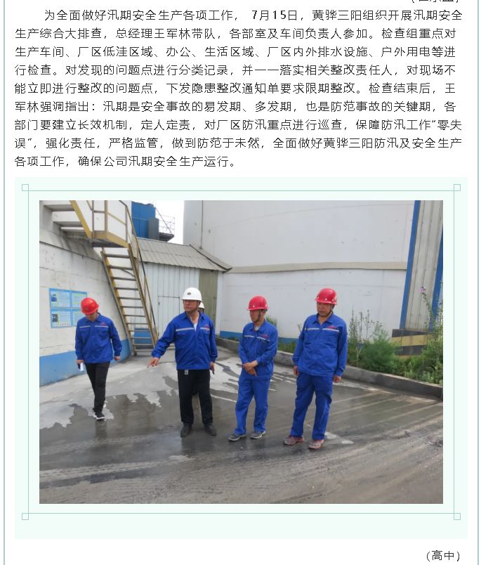 集團(tuán)公司、黃驊三陽(yáng)、魯中水泥組織防汛安全檢查2
