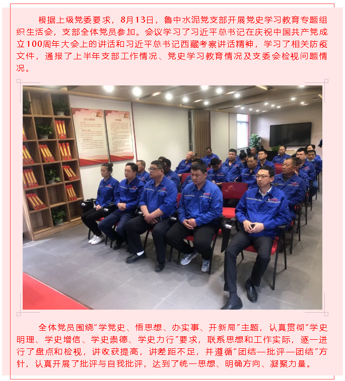 魯中水泥黨支部開展黨史學(xué)習(xí)教育專題組織生活會(huì)16